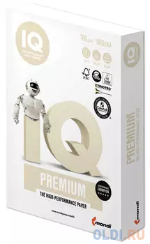 Бумага IQ PREMIUM, А4, 100 г/м2, 500 л., класс "А", Австрия, белизна 170% (CIE)