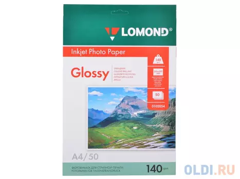 0102054 бумага LOMOND (A4, 140гр, 50л) Photo Глянцевая, 1стор.