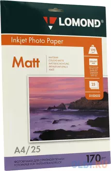 Бумага Lomond A4 170г/кв.м матовая двусторонняя 0102032 25л