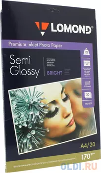 Бумага Lomond A4 170г/кв.м полуглянец 1101305/1101301 20л
