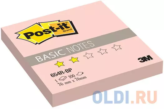 Бумага с липким слоем 3M 100 листов 76x76 мм розовый 654R-BP-RU