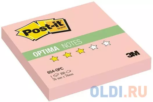 Бумага с липким слоем 3M 100 листов 76x76 мм розовый 654-OPC