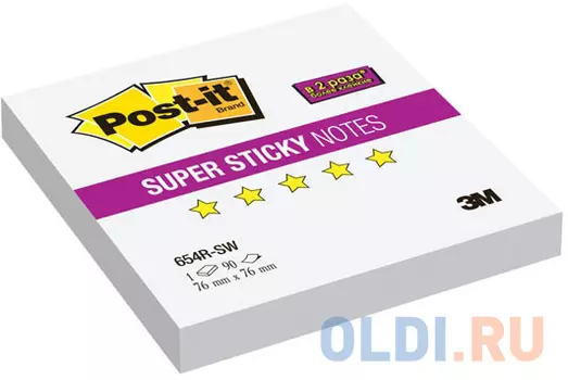 Бумага с липким слоем 3M 90 листов 76x76 мм белый 654R-SW