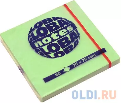 Бумага с липким слоем Global 80 листов 75х75 мм ярко-зеленый 365433