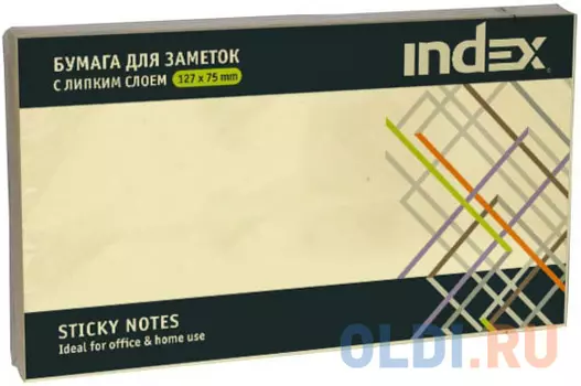 Бумага с липким слоем Index 100 листов 127х76 мм желтый I435601