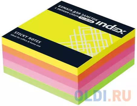 Бумага с липким слоем Index 250 листов 51х51 мм многоцветный МИНИ-КУБ I436810