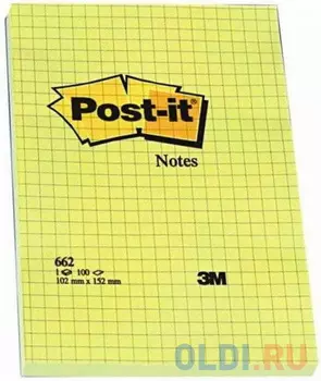 Бумага с липким слоем Post-it 100 листов 102х152 мм желтый 662