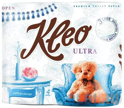 Бумага туалетная 3-х слойная KLEO Ultra, спайка (4 шт. х 20 м), C86