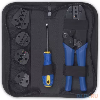 Cabeus Набор инструментов ( инструмент обжимной для кабельных наконечников, отвертка, сменные насадки 5 шт. ) HT-TK-04