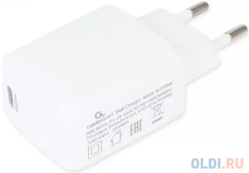 Cablexpert Адаптер питания PD20W,QC3.0, белый (MP3A-PC-29)