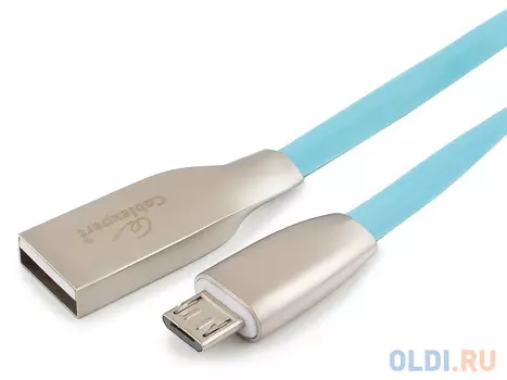 Кабель USB 2.0 microUSB 1м Cablexpert Gold ромбовидный голубой
