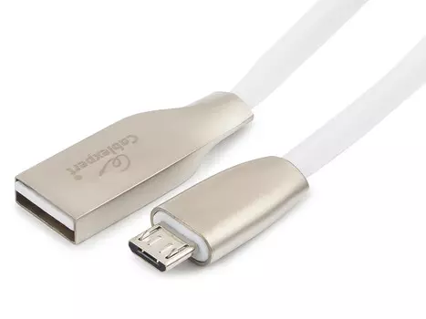 Cablexpert Кабель USB 2.0 CC-G-mUSB01W-1M AM/microB, серия Gold, длина 1м, белый, блистер
