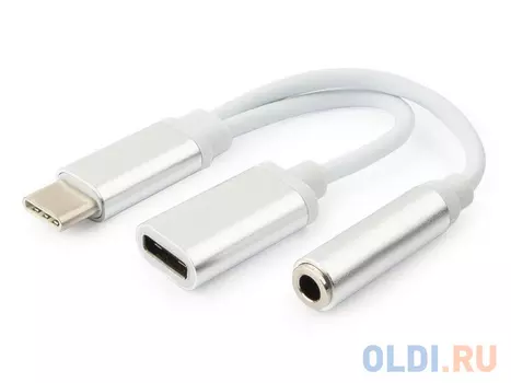 Cablexpert Переходник USB, USB Type-C/Jack3.5 F+ Type-C F, блистер (CCA-UC3.5F-02-W)