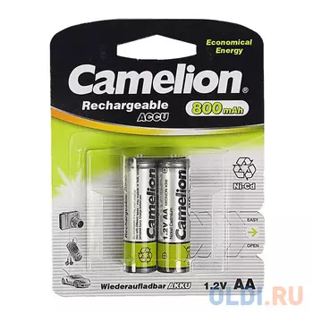 Camelion AA- 800mAh Ni-Cd BL-2 (NC-AA800BP2, аккумулятор,1.2В)