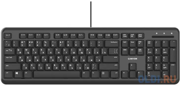 CANYON HKB-20, wired keyboard with Silent switches ,105 keys,black, 1.8 Meters cable length,Size 442*142*17.5mm,460g,RU layout