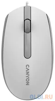 Canyon Wired optical mouse with 3 buttons, DPI 1000, with 1.5M USB cable,White grey, 65*115*40mm, 0.1kg