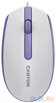 Canyon Wired optical mouse with 3 buttons, DPI 1000, with 1.5M USB cable,White lavender, 65*115*40mm, 0.1kg