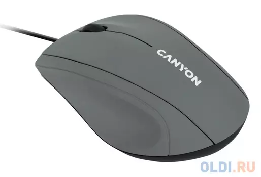 CANYON Wired Optical Mouse with 3 keys, DPI 1000 With 1.5M USB cable,Grey,size72*108*40mm,weight:0.077kg
