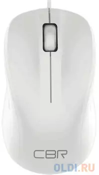 CBR CM 131 White, Мышь проводная, оптическая, USB, 1000 dpi, 3 кнопки и колесо прокрутки, ABS-пластик, длина кабеля 2 м, цвет белый