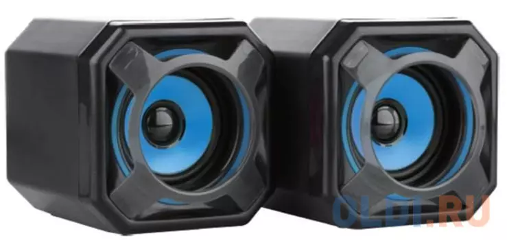 CBR CMS 498 Blue, Акустическая система 2.0, питание USB, 2х5 Вт (10 Вт RMS), материал корпуса пластик, 3.5 мм линейный стереовход, регул. громк., длина кабеля 1,2 м, цвет чёрный-голубой