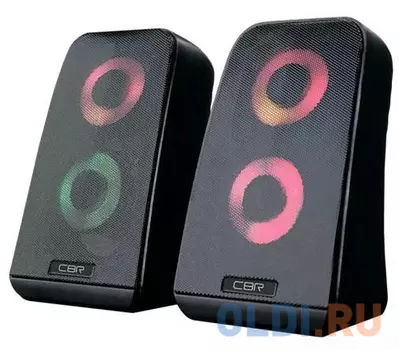CBR CMS 512L Black, Акустическая система 2.0, питание USB, 2х3 Вт (6 Вт RMS), материал корпуса пластик, RGB-подсветка, 3.5 мм линейный стереовход, рег