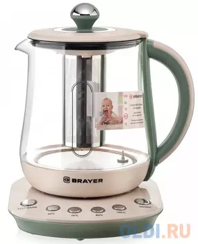Чайник электрический Brayer BR1015 2200 Вт бежевый 1.5 л пластик/стекло