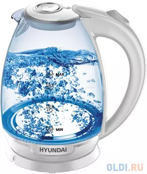 Чайник электрический Hyundai HYK-G2409 1.7л. 2200Вт белый/серебристый корпус: стекло/пластик