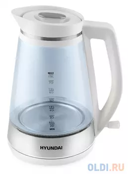 Чайник электрический Hyundai HYK-G3037 3000 Вт белый прозрачный 1.9 л пластик/стекло