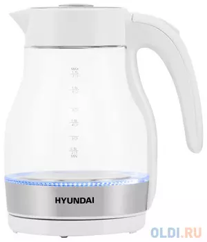 Чайник электрический Hyundai HYK-G3802 2200 Вт белый серебристый 1.7 л стекло