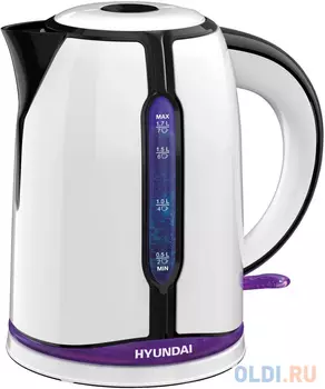 Чайник электрический Hyundai HYK-P3405 2200 Вт белый чёрный 1.7 л пластик