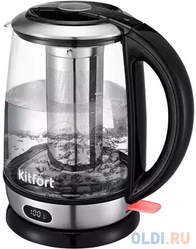 Чайник электрический KITFORT КТ-6155 2200 Вт чёрный нержавеющея сталь 1.7 л пластик/стекло