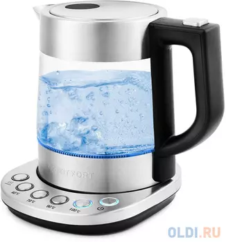 Чайник электрический KITFORT КТ-648 2200 Вт серебристый 1 л стекло