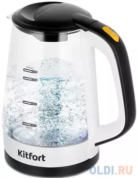 Чайник электрический KitFort КТ-6635, 2200Вт, белый и черный