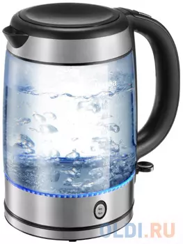 Чайник электрический Midea МК-8007 2200 Вт серебристый чёрный 1.7 л металл/стекло