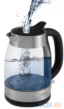 Чайник электрический Polaris PWK 1817CGL 2200 Вт чёрный нержавеющея сталь 1.8 л стекло