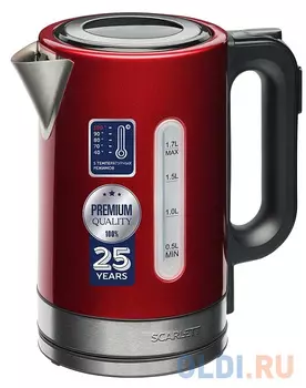 Чайник электрический Scarlett SC-EK21S77 2200 Вт красный 1.7 л нержавеющая сталь
