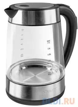 Чайник электрический Scarlett SC-EK27G41 2200 Вт серебристый чёрный 1.7 л стекло