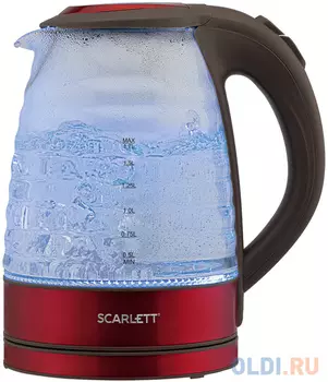 Чайник электрический Scarlett SC-EK27G62 1.7л. 2200Вт красный (корпус: стекло)