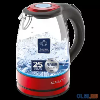 Чайник электрический Scarlett SC-EK27G99 2200 Вт красный 1.7 л стекло