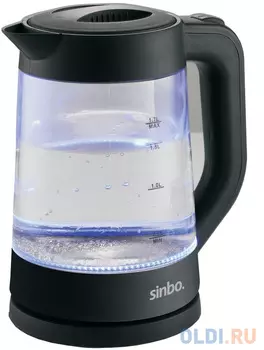 Чайник электрический Sinbo SK 8008 1.7л. 1500Вт черный (корпус: стекло)