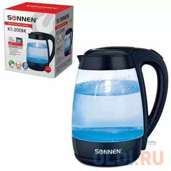 Чайник электрический Sonnen KT-200BK 2200 Вт чёрный 1.7 л стекло