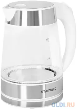 Чайник электрический Starwind SKG2011 1.7л. 2200Вт белый/серебристый (корпус: стекло)
