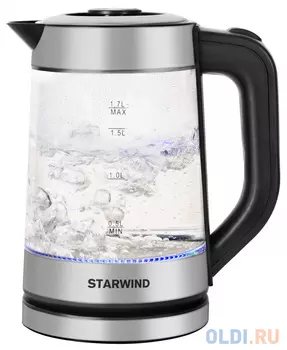 Чайник электрический StarWind SKG3081 1700 Вт чёрный серебристый 1.7 л стекло