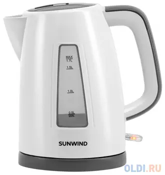 Чайник электрический SunWind SUN-K-30 2200 Вт белый серый 1.7 л пластик