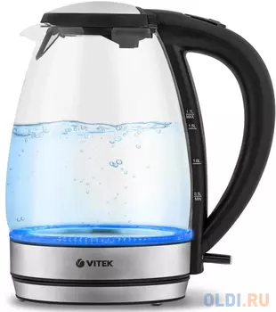 Чайник электрический VITEK VT-7046, 2200Вт, серебристый и черный
