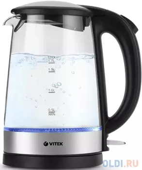 Чайник электрический Vitek VT-8810, 2200Вт, серебристый и черный