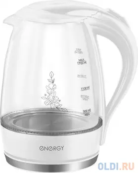 ЧАЙНИК ЭЛЕКТР. "ENERGY" E-262 1,7 Л (1/6) СТЕКЛО, ПЛАСТИК (БЕЛЫЙ)