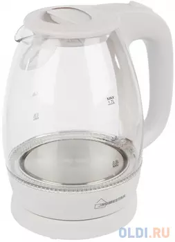 ЧАЙНИК ЭЛЕКТР. "HOMESTAR" HS-1012 1,7 Л (1/6) СТЕКЛО, ПЛАСТИК (БЕЛЫЙ)