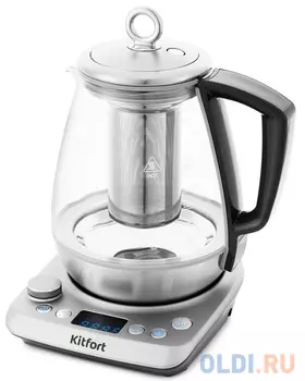 Чайник KITFORT КТ-669 1400 Вт серебристый 1.8 л стекло