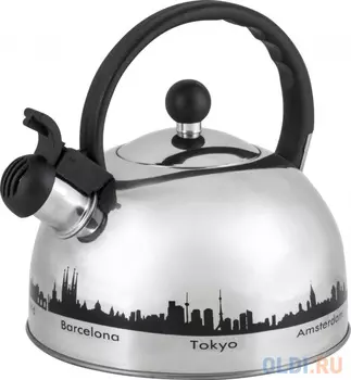 ЧАЙНИК НЕРЖАВ. 3 Л СО СВИСТКОМ, С РИСУНКОМ (1/6) "MALLONY" MAL-CITY-01